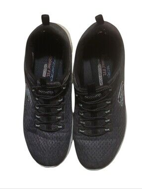 Skechers Men’s Black Mesh Athletic Sneakers with White Soles